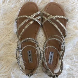 Cute and casual braided gold Steve Madden sandals